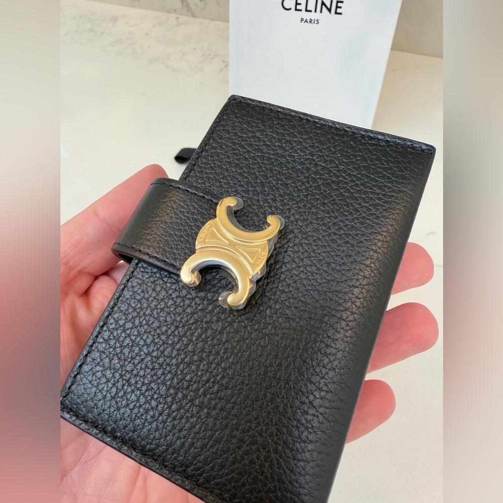 Brand New CELINE Accordion Nino Card Holder with Black Leather Gold Hardware - Picture 5 of 16
